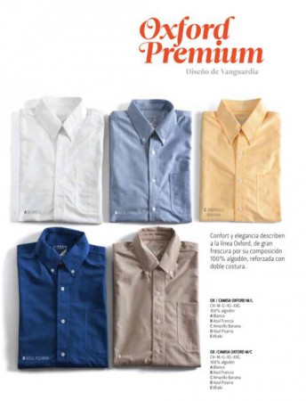 Camisa de Vestir tela 100% algodon modelo oxford